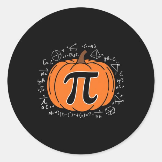 Sticker Rond Citrouille Pi Pie Math Enseignant Funny Halloween (Devant)