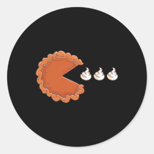 Sticker Rond Citrouille Pie Manger Crème Whiam Thanksgiving Day