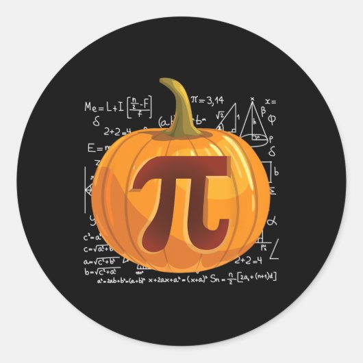 Sticker Rond Citrouille Pie Math Fun Halloween Thanksgiving Pi (Devant)