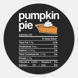 Sticker Rond Citrouille Pie Nutrition Fiches Thanksgiving Noël
