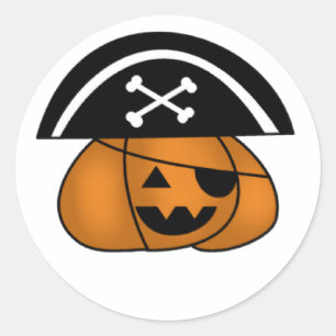 Sticker Rond Citrouille pirate