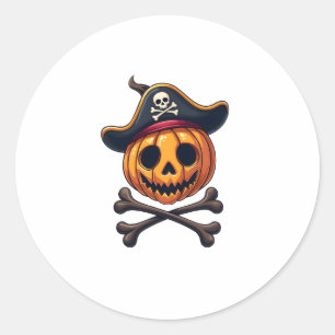 Sticker Rond Citrouille Pirate - Chemise crâne Halloween