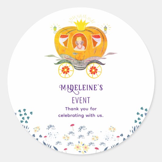 Sticker Rond Citrouille Princesse Carriage Fleurs sauvages Anni (Devant)