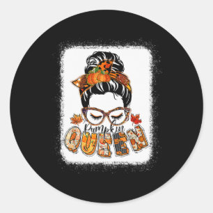 Sticker Rond Citrouille Queen Messy Bun Automne Citrouille Auto
