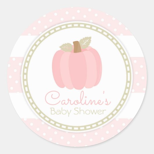 Sticker rond Citrouille rose Automne bébé fille Do (Devant)