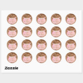 Sticker Rond Citrouille rose Automne Bois rustique Lumières 1er (Feuille)