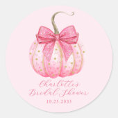 Sticker Rond Citrouille rose Bow Fête des mariées personnalisée (Devant)