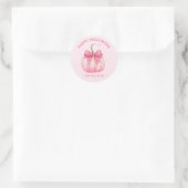 Sticker Rond Citrouille rose Bow Happy Halloween personnalisé (Sac)