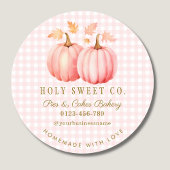 Sticker Rond Citrouille rose En vichy boulangerie