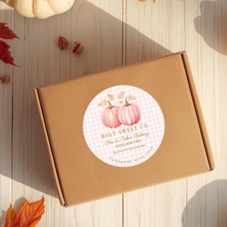 Sticker Rond Citrouille rose En vichy boulangerie