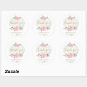 Sticker Rond Citrouille rose fille baby shower floral (Feuille)