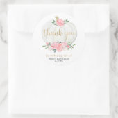Sticker Rond Citrouille rose fille baby shower floral (Sac)