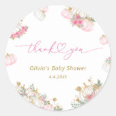 Sticker Rond Citrouille rose Merci floral (Devant)