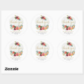 Sticker Rond Citrouille rustique automne floral bordeaux or ver (Feuille)