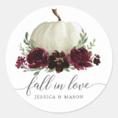 Sticker Rond Citrouille Rustique Bourgogne Tomber Dans L'Amour (Devant)