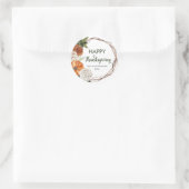 Sticker Rond Citrouille rustique de Thanksgiving joyeux (Sac)