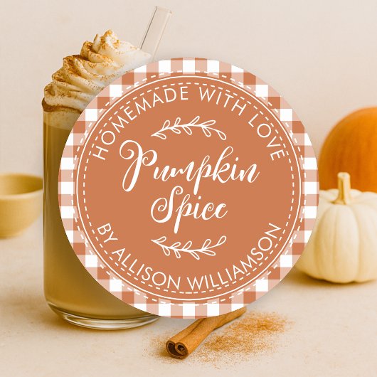 Sticker Rond Citrouille rustique fait maison Épice Brûlée Orang