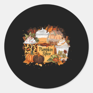 Sticker Rond Citrouille saison épice Latte Café Lover automne M