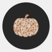 Sticker Rond Citrouille saison Fleur sauvage Thanksgiving autom (Devant)