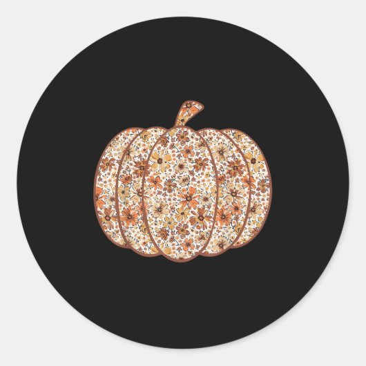Sticker Rond Citrouille saison Fleur sauvage Thanksgiving autom (Devant)