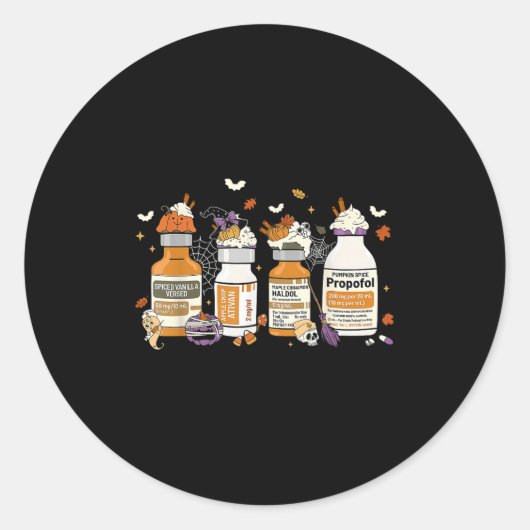 Sticker Rond Citrouille Sce Profol Ativan Versed Haldol Hallowe (Devant)
