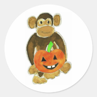 Sticker Rond Citrouille singe
