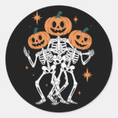 Sticker Rond Citrouille Skeleton Halloween Citrouille saison Éf (Devant)