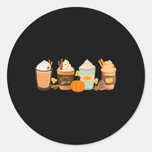 Sticker Rond Citrouille Spice Latte Boissons Fall Coffee Lattes
