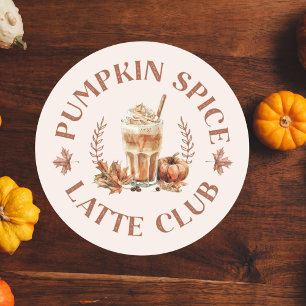 Sticker Rond Citrouille Spice Latte Club Automne Automne