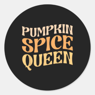 Sticker Rond Citrouille Spice Queen PSL Coffee Lover Retro Fall