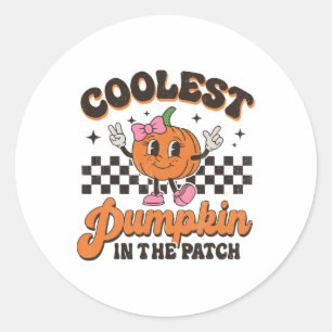 Sticker Rond Citrouille super Le Plus Froid Dans Le Patch Hallo