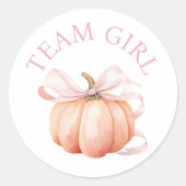 Sticker Rond Citrouille Team Girl Gender Revela (Devant)