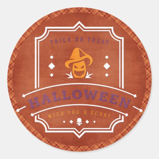 Sticker Rond Citrouille Veux Vous un Halloween Effrayant (Devant)