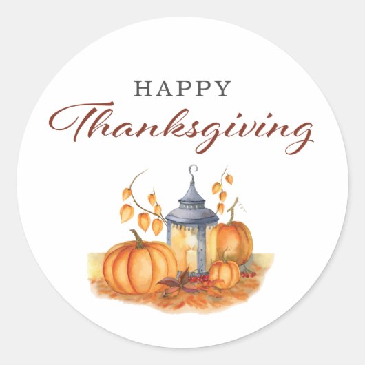 Sticker Rond Citrouille Vintage bon thanksgiving (Devant)