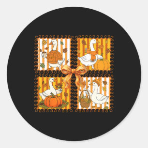 Sticker Rond Citrouille vintage Latte Silly Goose Coquette Bow