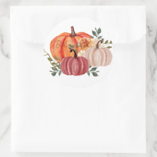 Sticker Rond Citrouilles aquarelles avec texte personnalisé