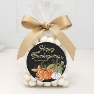 Sticker Rond Citrouilles blanches orange Citrouilles noires Joy