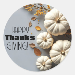 Sticker Rond Citrouilles blancs du bon thanksgiving