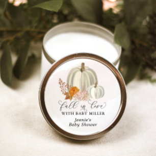 Sticker Rond Citrouilles blancs tomber dans l'amour Baby shower