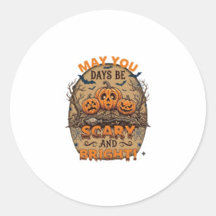Sticker Rond Citrouilles Chauves-Souris Balai Halloween Effraya