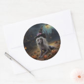 Sticker Rond Citrouilles chinois arrêtés Halloween effrayant (Enveloppe)