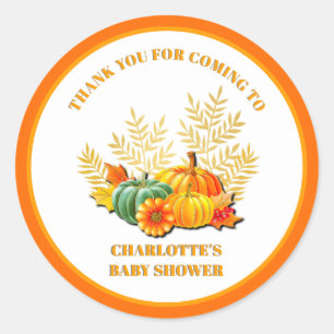 Sticker Rond Citrouilles d'automne, feuilles, Remerciement pour