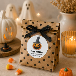 Sticker Rond Citrouilles de Halloween – Conception Trick or Tre