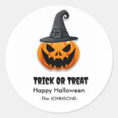 Sticker Rond Citrouilles de Halloween – Conception Trick or Tre (Devant)