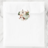 Sticker Rond Citrouilles de Thanksgiving blanches et vert sauge (Sac)