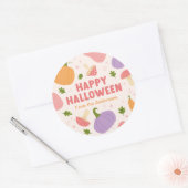 Sticker Rond Citrouilles et champignons d'Halloween (Enveloppe)
