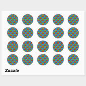 Sticker Rond Citrouilles et chauves-souris en Motif de vert/ble (Feuille)