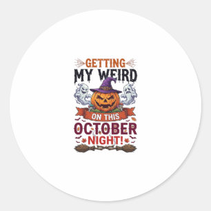Sticker Rond Citrouilles fantômes étranges d'Halloween Sorcière