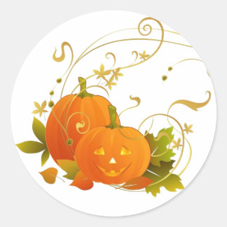 Sticker Rond Citrouilles heureux