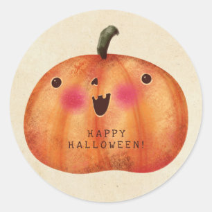 Sticker Rond Citrouilles heureux - Joli Halloween